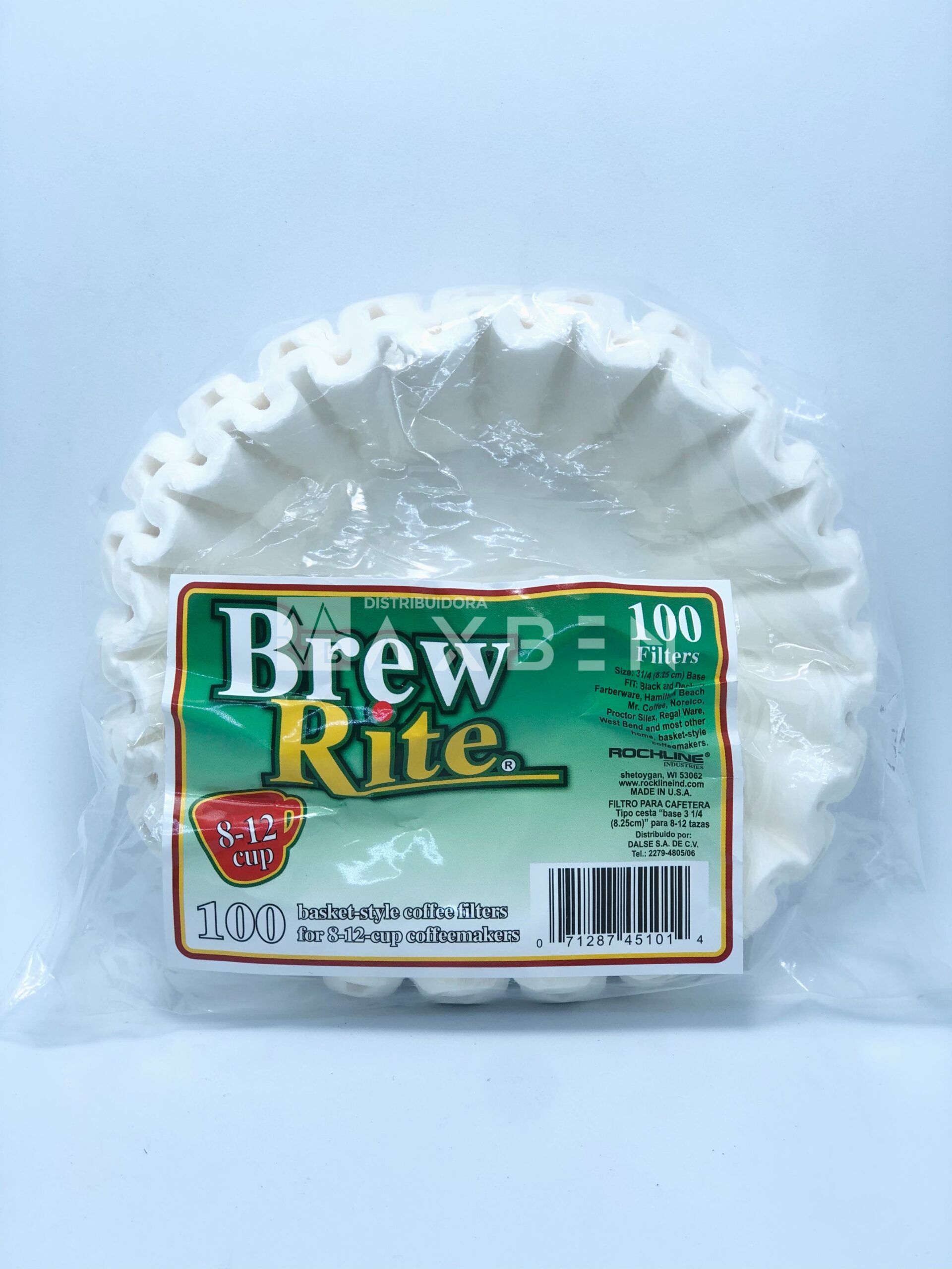 FILTROS PARA CAFETERA 8-12 TAZAS 3 1/4" PAQ DE 100 UND