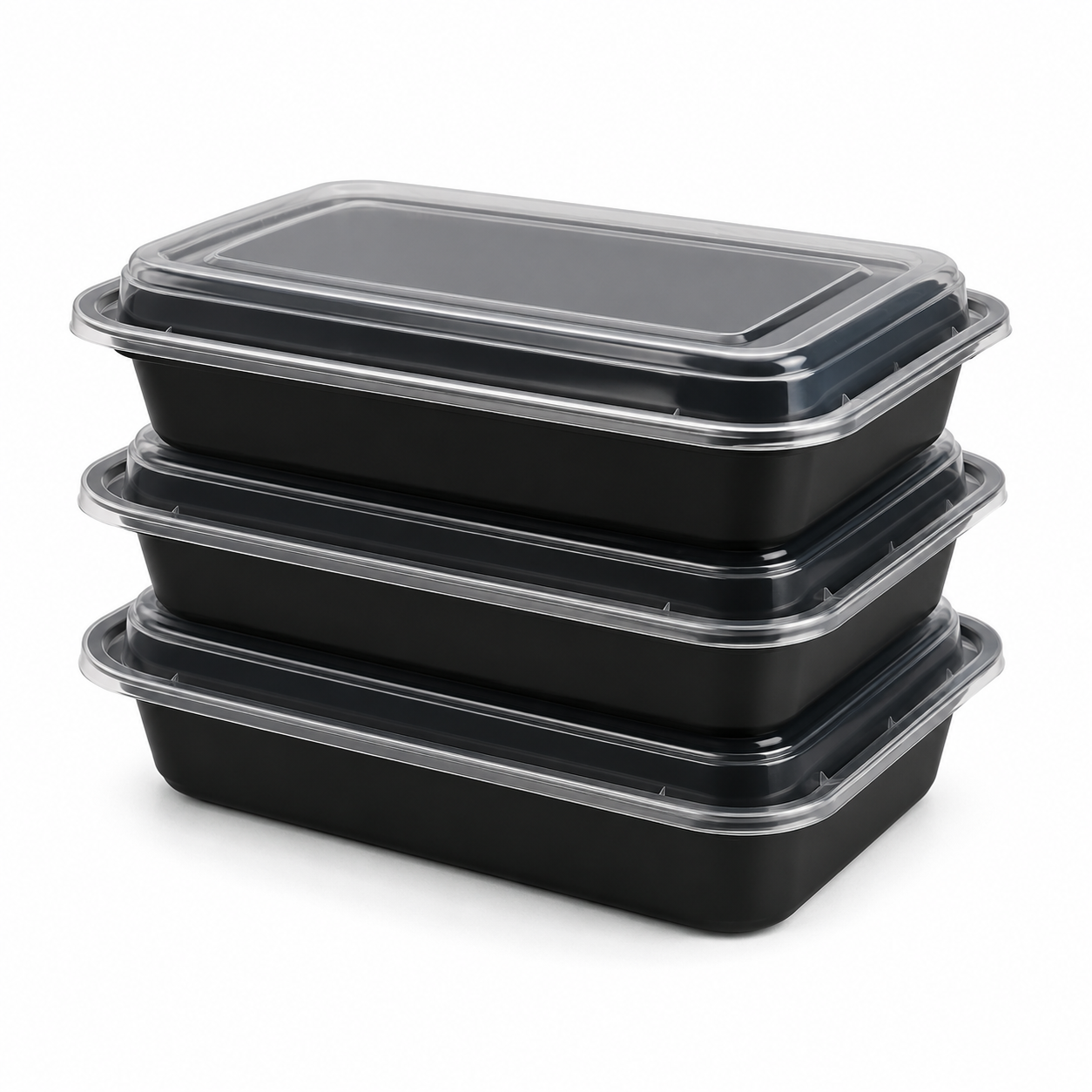 DEPOSITO  CON TAPA - BLACK FOOD CONTAINER RECT 1,000ML / 3X50 150 SET DARC