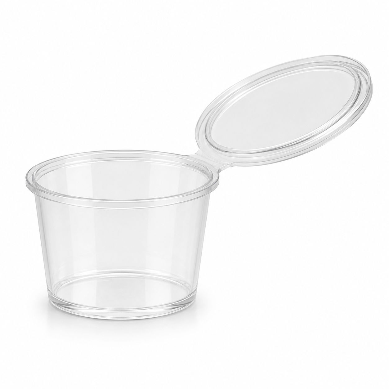 PORTION CUP 1 Oz C/TAPA BISAGRADA Darc PET CAJA TRANSPARENTE 20X100 2,000