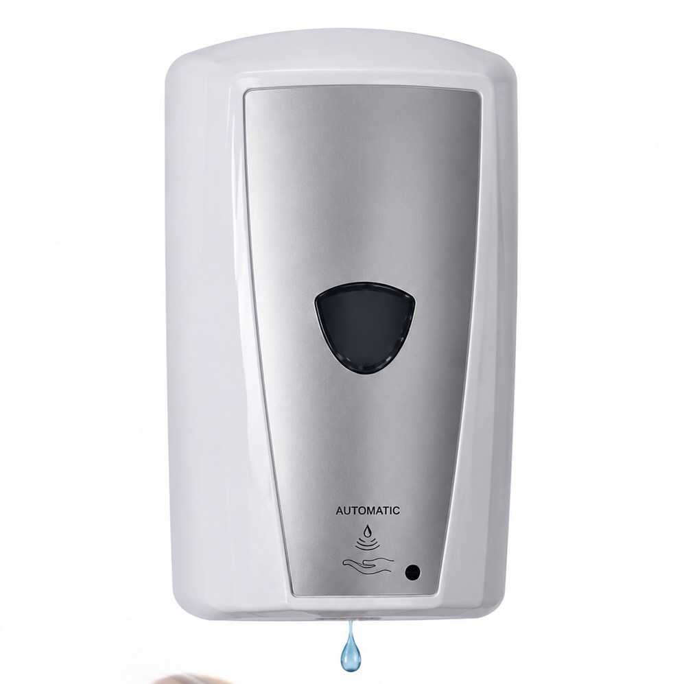 DISPENSADOR AUTOMATICO BLANCO DE JABON LIQUIDO DARC00001, 1000ML EXIT /6 BAT AA JACHI
