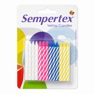 VELAS DE CUMPLEAÑERO CARTON PAQ DE 24 UNIDADES