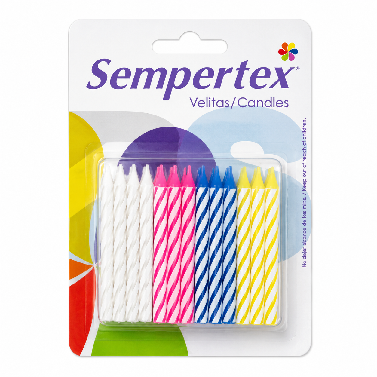 VELAS DE CUMPLEAÑERO CARTON PAQ DE 24 UNIDADES