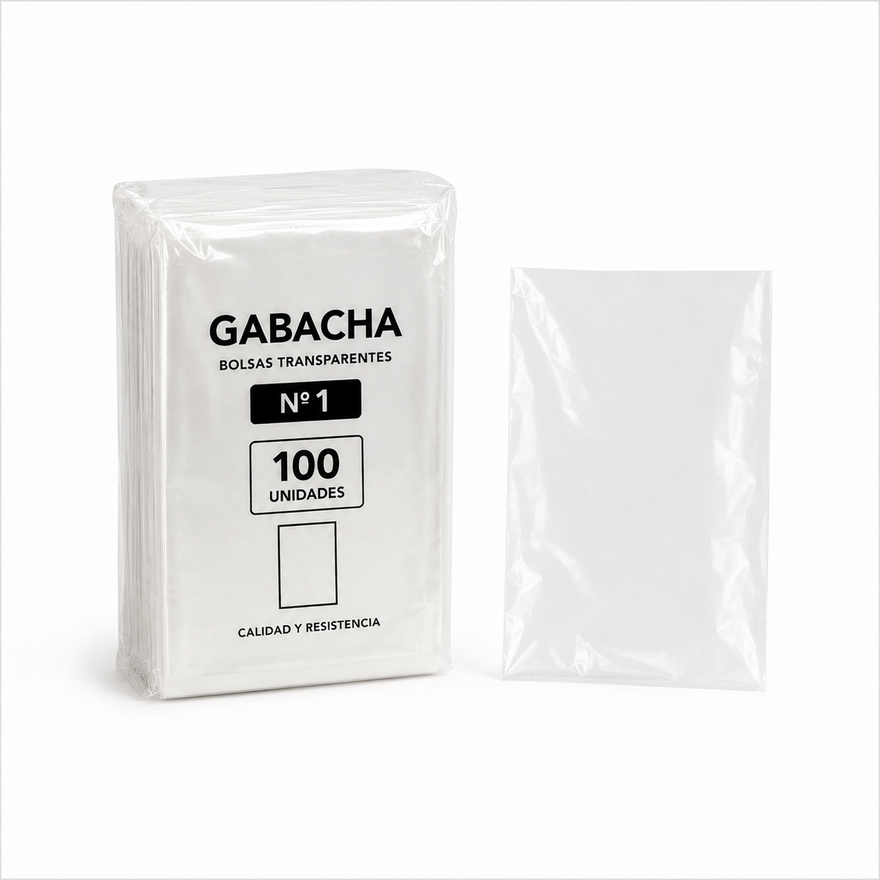 BOLSA GABACHA TRANSPARENTE #1 PAQUETE 100
