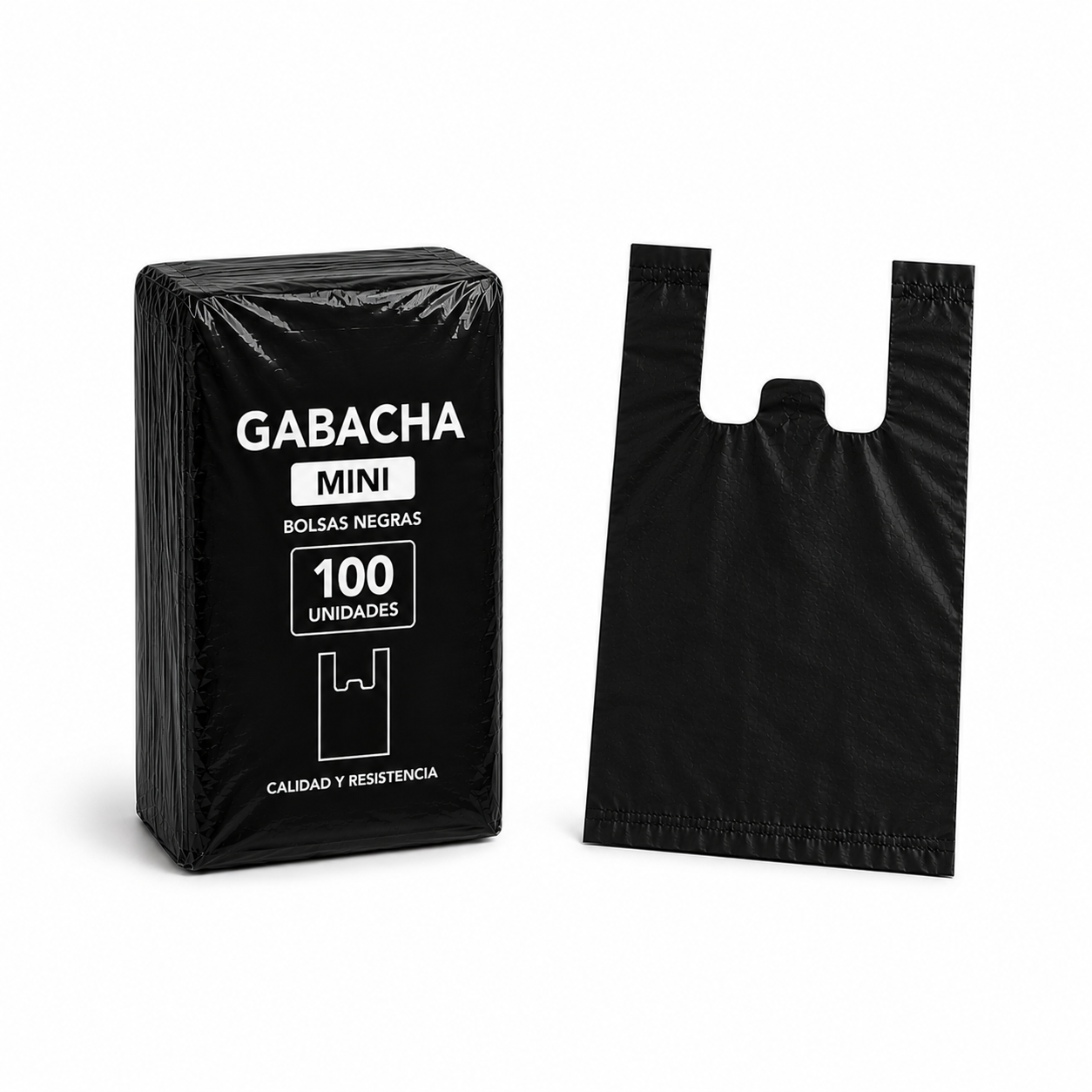 BOLSA GABACHA MINI NEGRA PAQx100 UND, T/FLEX
