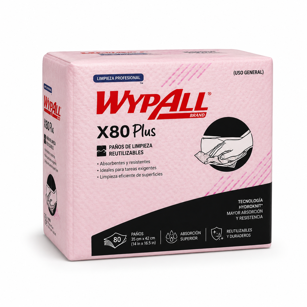 WYPALL X-80 PLUS ROSADO PAQUETE 30 UNI K.C.