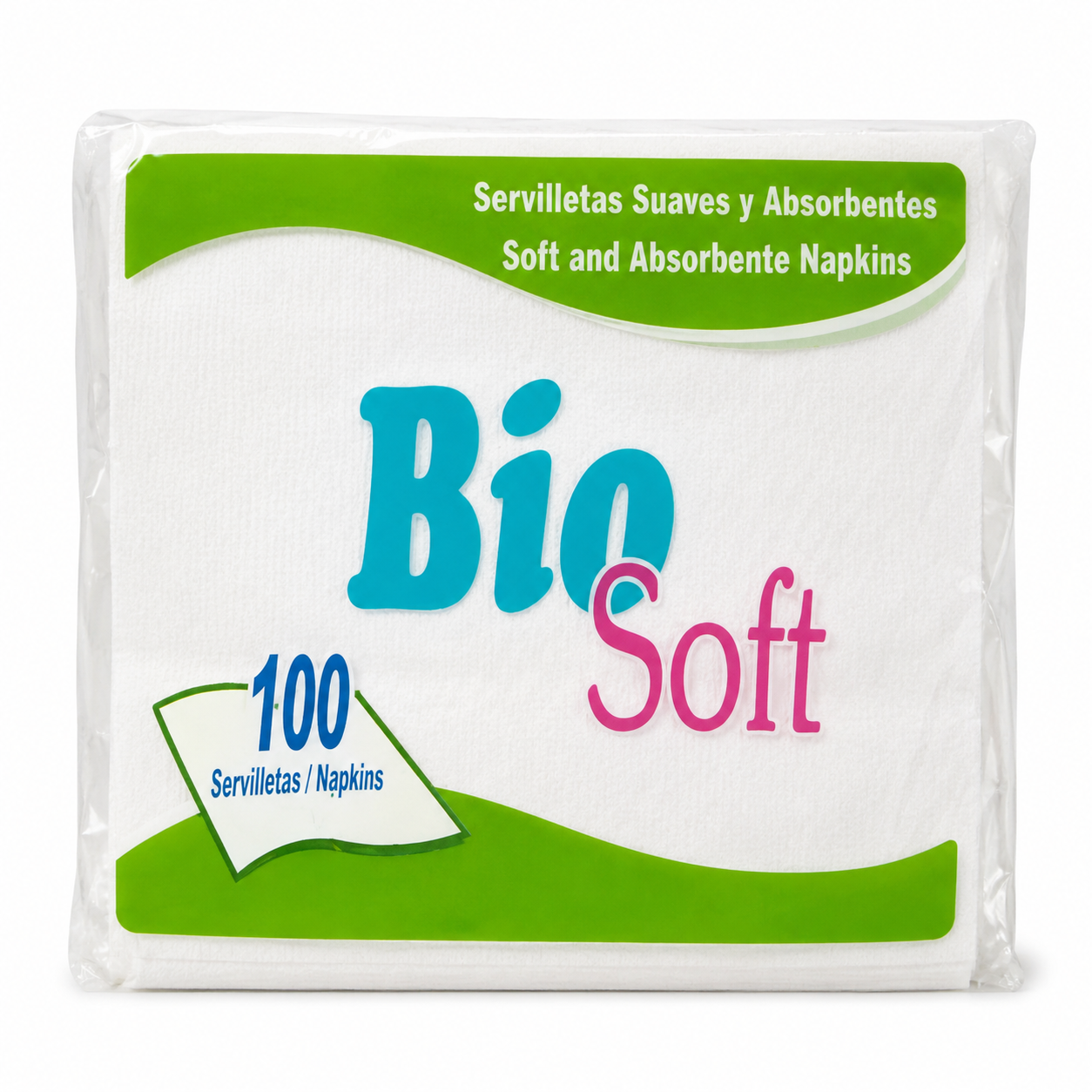 SERVILLETA DISPENSADOR RECTANGULAR BIO SOFT PAQ 100 UND