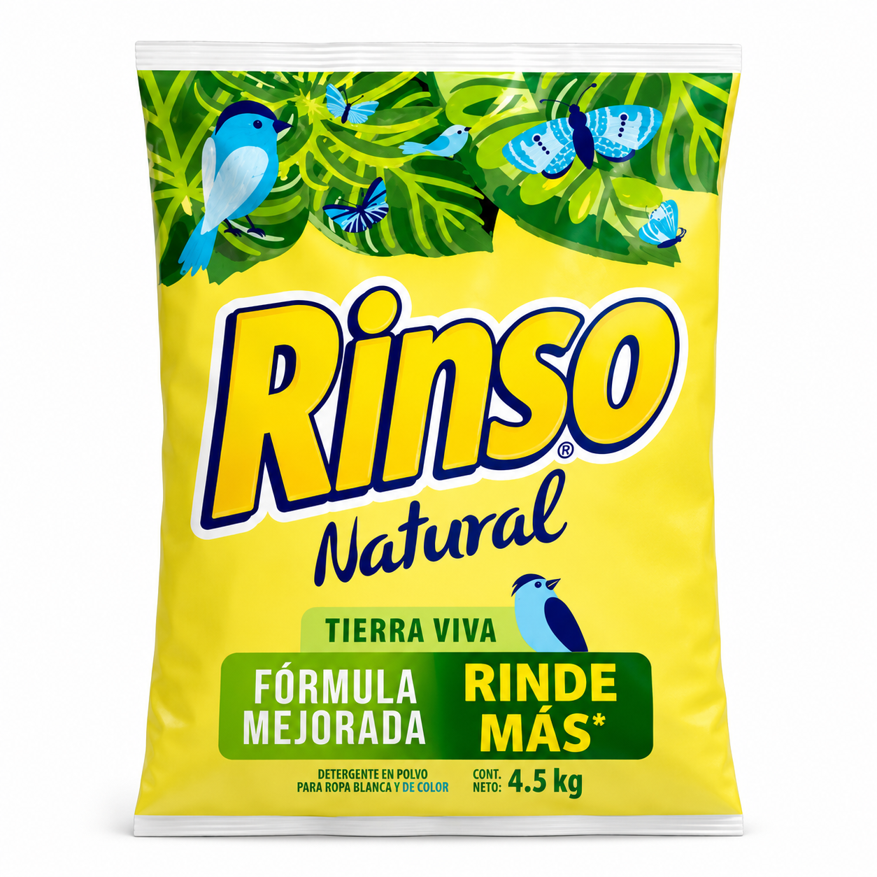 DETERGENTE RINSO EN POLVO FUERZA NATURAL/ORQUIDIAS 4.5 BOLSA KILO