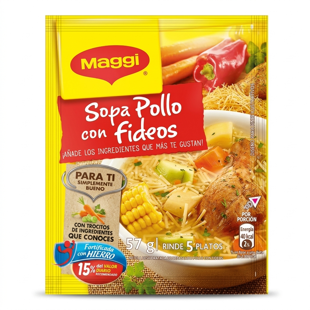 SOPA MAGGI DE POLLO CON FIDEOS CAJA 12 SOBRES