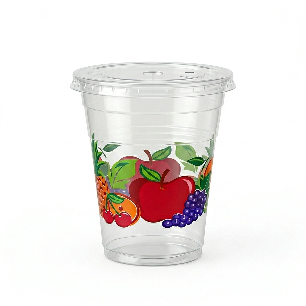 VASO 14 OZ TRANS DECO-FRUTAS VACAN 25 UNI