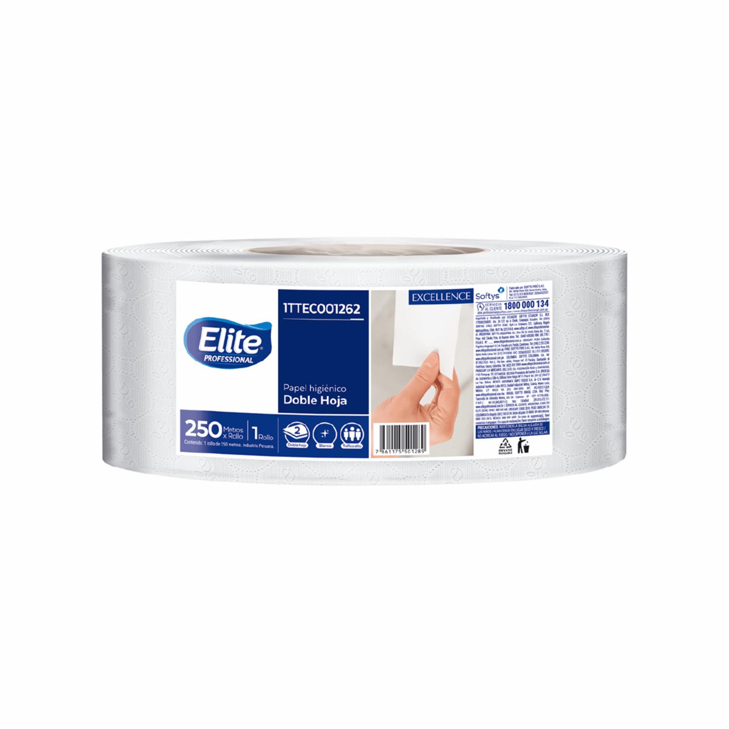 PAPEL HIGIENICO ELITE 250 MTS, BLANCO ROLLO