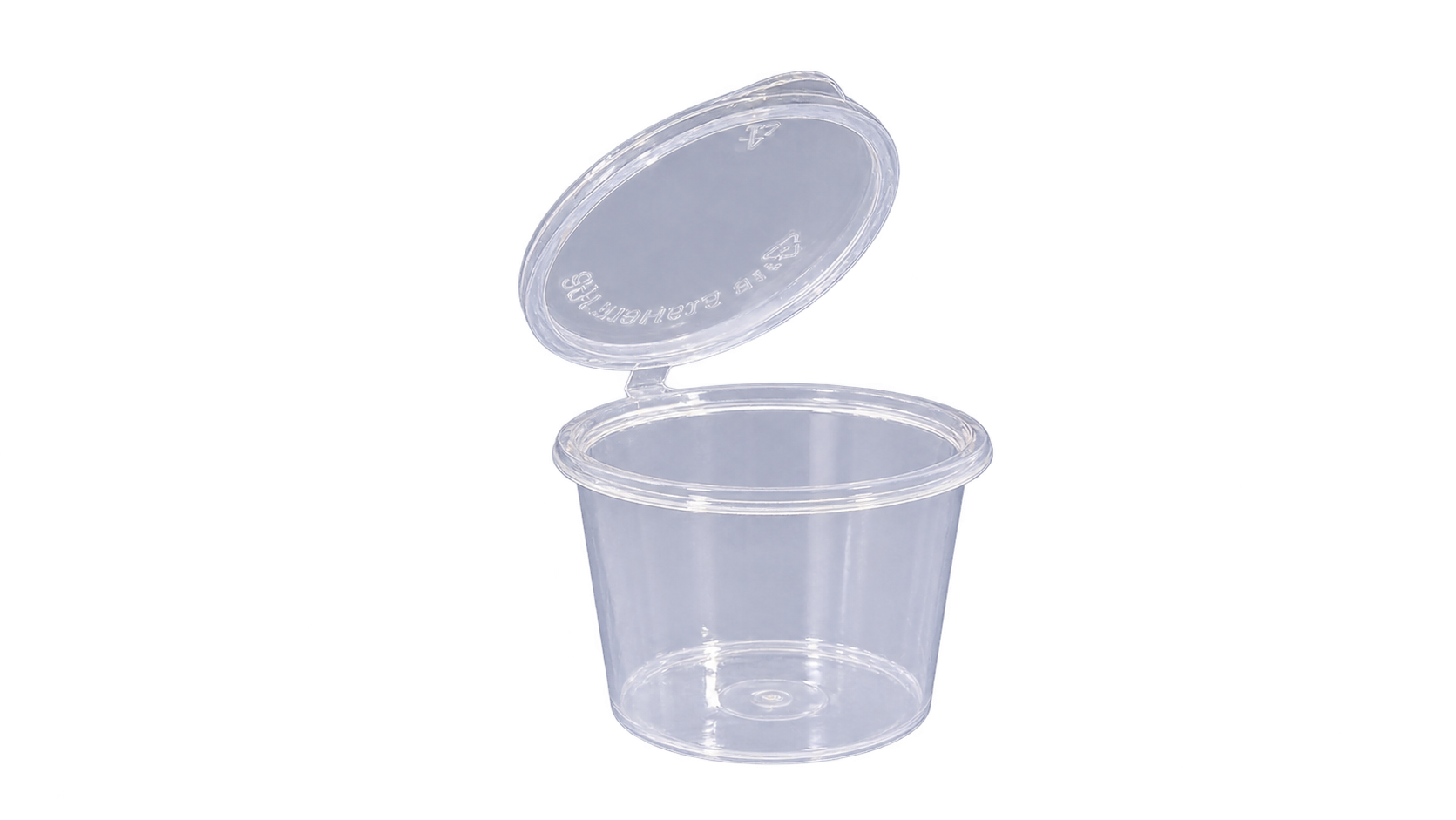 PORTION CUP 1 Oz C/TAPA BISAGRADA Darc PET CAJA TRANSPARENTE 20X100 2,000